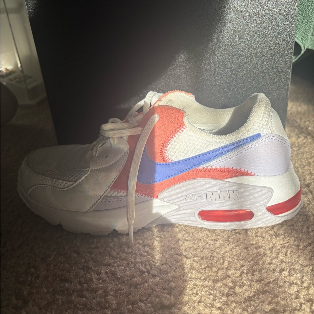 Nike Air Max White Sneakers with Red and Blue Accents